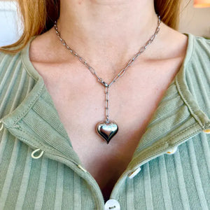 Bubble Heart Chain Necklace - Silver