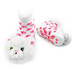 Load image into Gallery viewer, White Furball Cat Boogie Toes Rattle Socks
