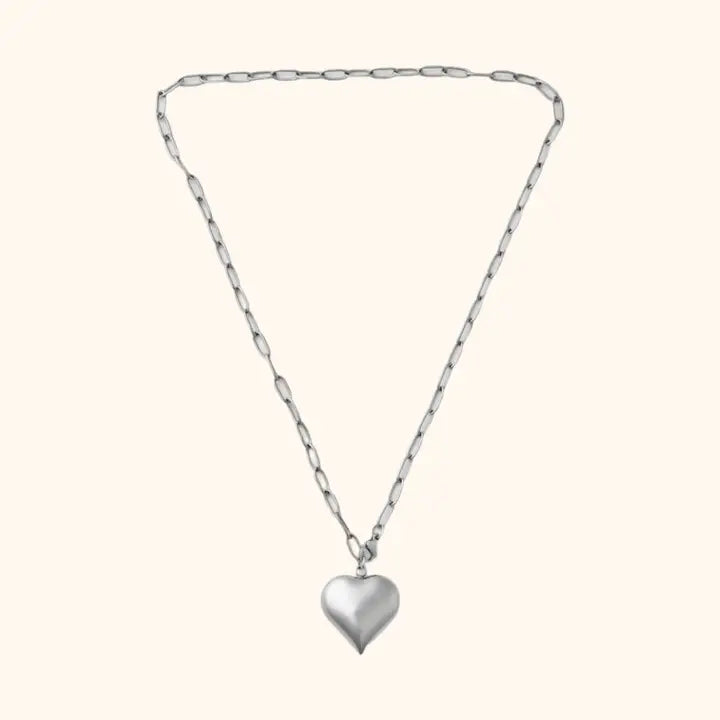 Bubble Heart Chain Necklace - Silver