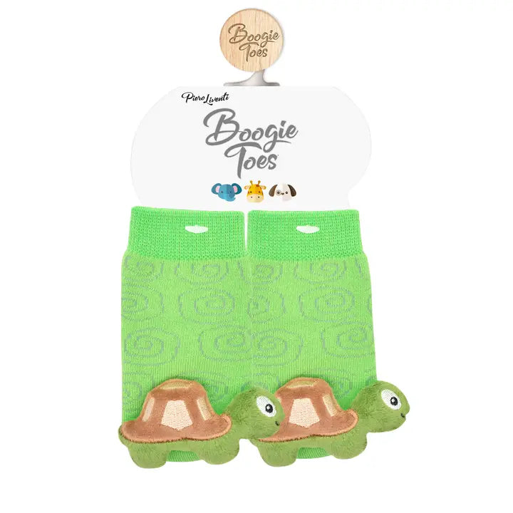 Green Turtle Boogie Toes Rattle Socks