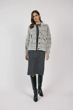 Load image into Gallery viewer, Lola Plaid Sweater Jacket Cream Black
