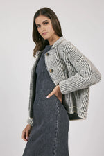 Load image into Gallery viewer, Lola Plaid Sweater Jacket Cream Black
