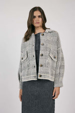 Load image into Gallery viewer, Lola Plaid Sweater Jacket Cream Black
