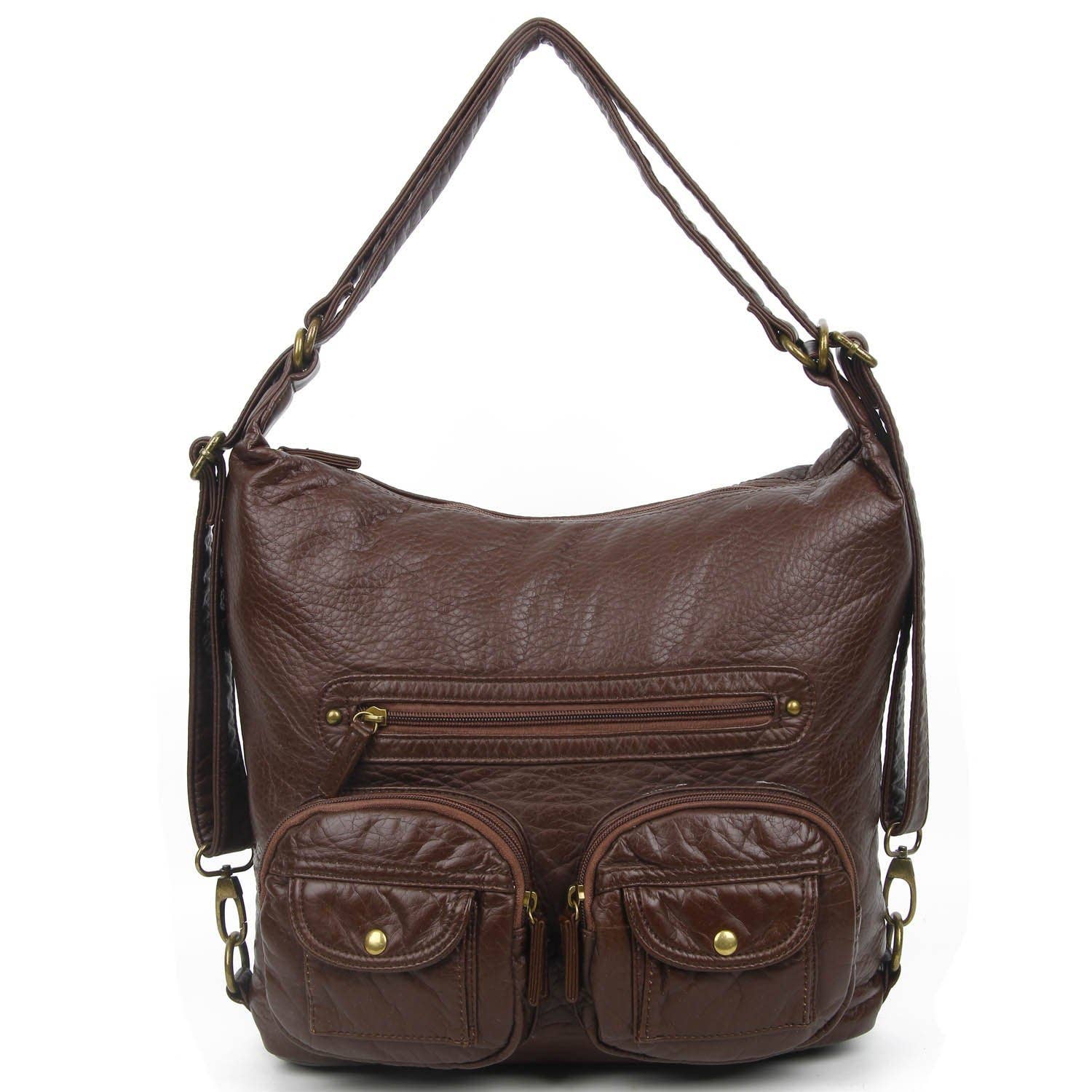 Convertible Crossbody Backpack, Chocolate Brown