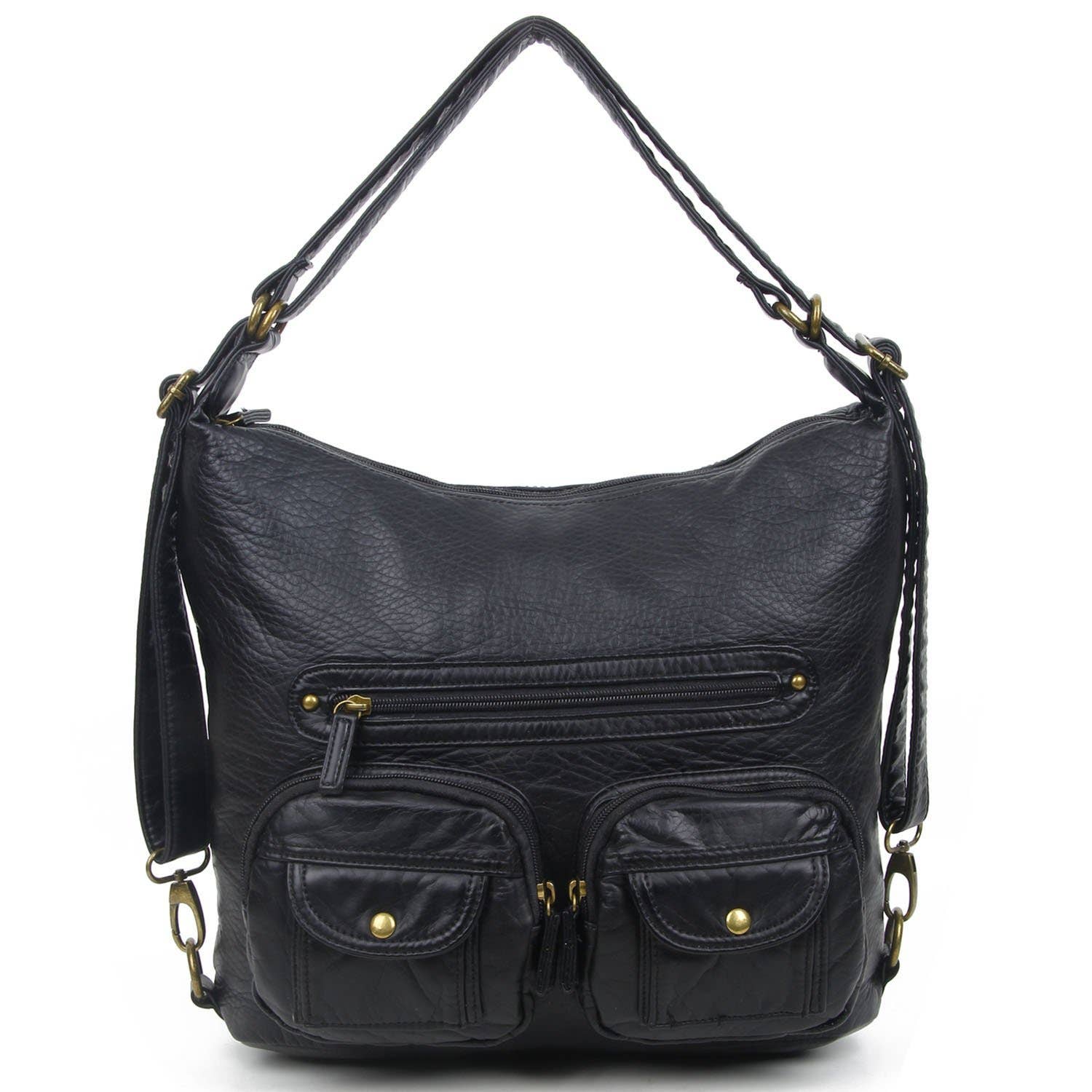 Convertible Crossbody Backpack, Black