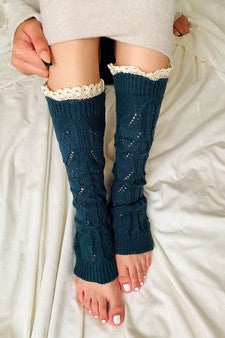 Wool Leg Warmers, Pointelle Lace