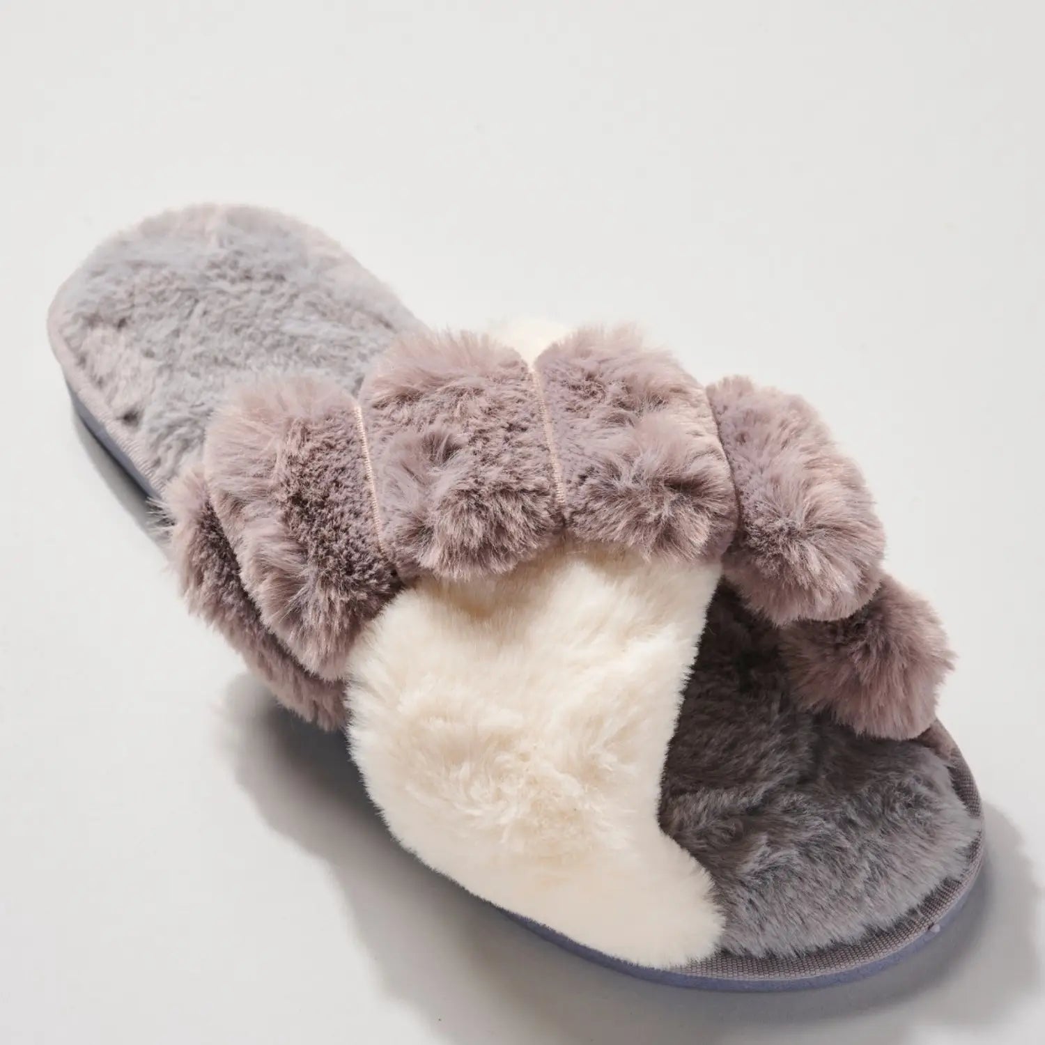 Color Block Faux Fur Lined Slippers