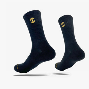 Embroidered Logo Sock Black/Gold - Unisex